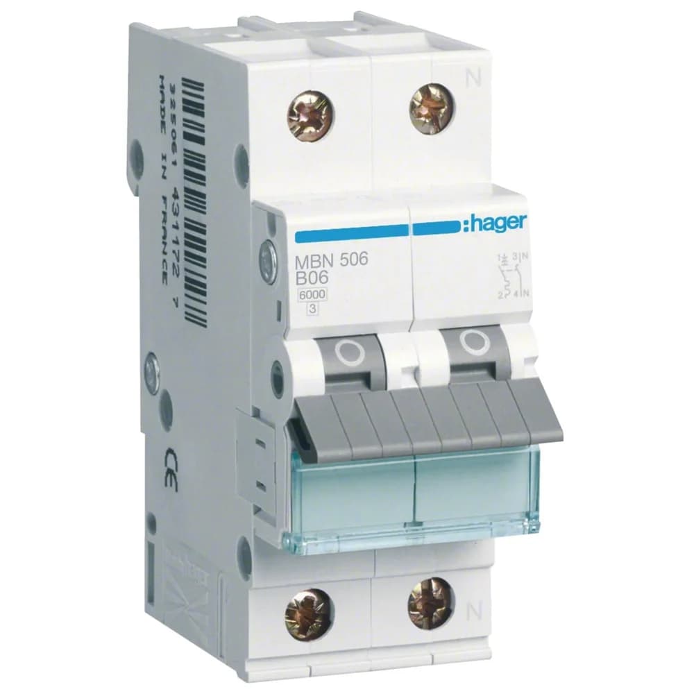 Hager LS-Schalter 1P+N 6kA B-6A 2M