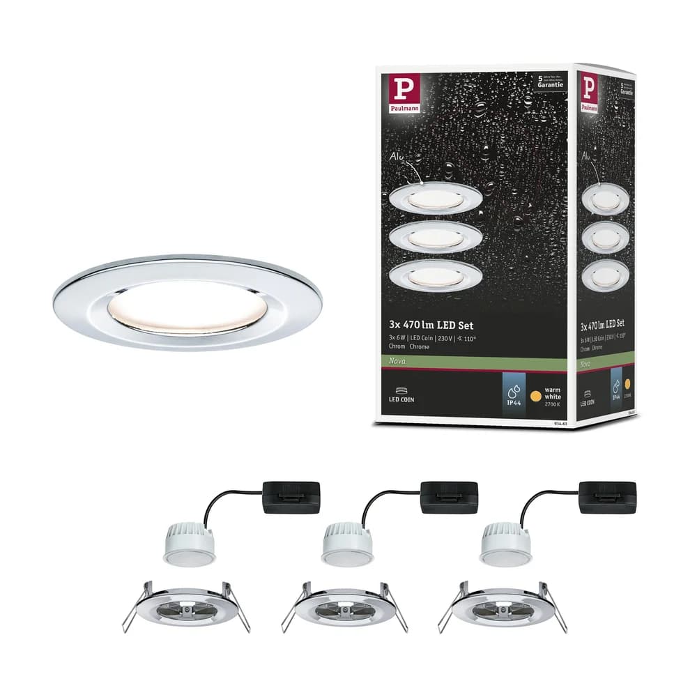 Paulmann LED Einbauleuchte Nova Basisset starr - Silber