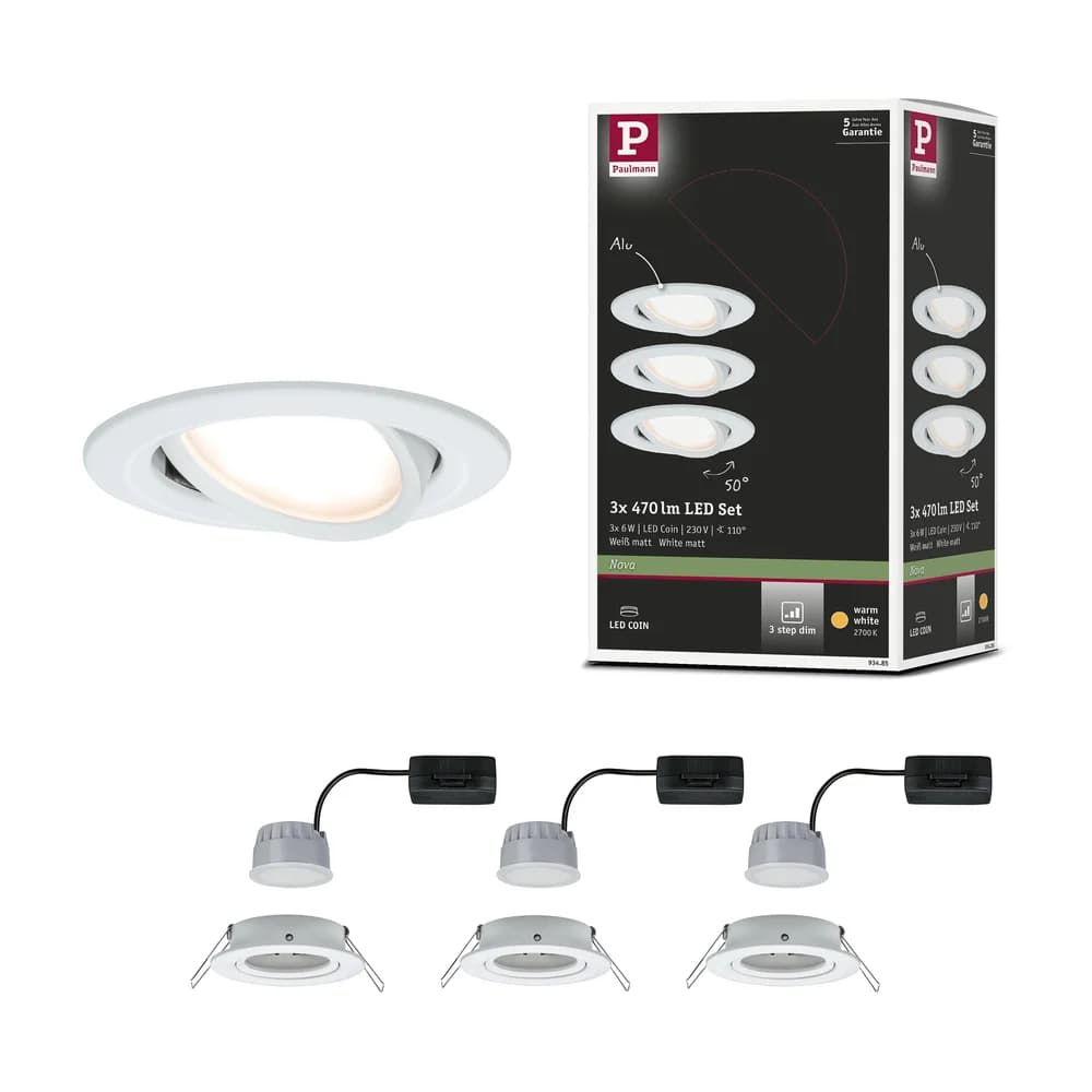 Deckenleuchte Nova max. 6,5 Watt, 3-teilig Deckenlampe