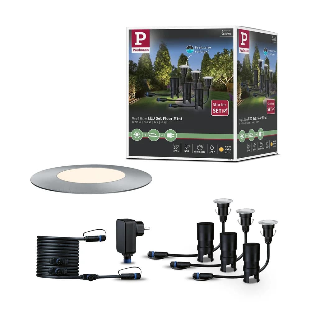 Paulmann 93697 Plug&Shine Basisset Floor Mini IP65 3000K 3x2,5W