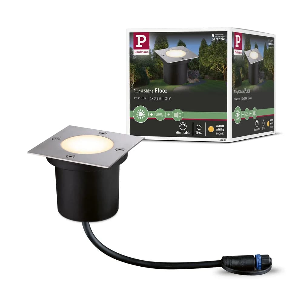 Paulmann Plug & Shine LED Bodeneinbauleuchte Floor Einzelspot - Silber