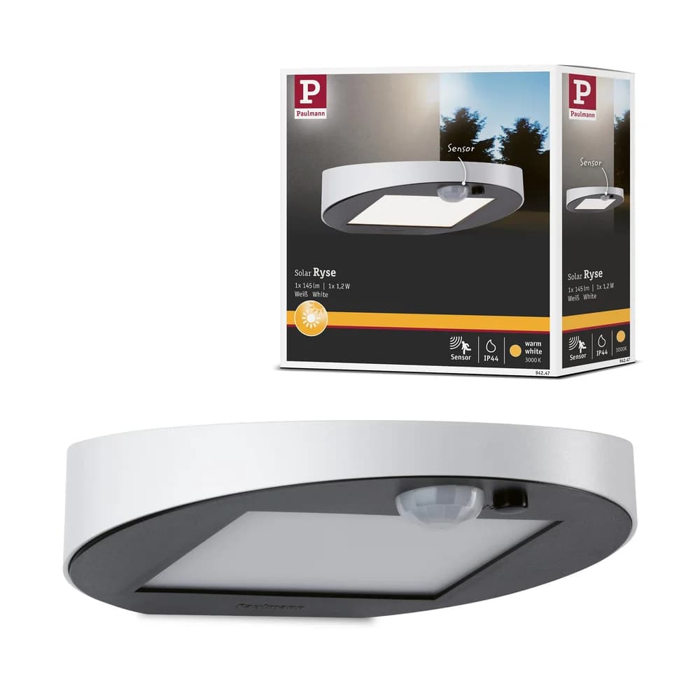 PAULMANN Outd. Solar Wandleuchte Ryse IP44 Ws