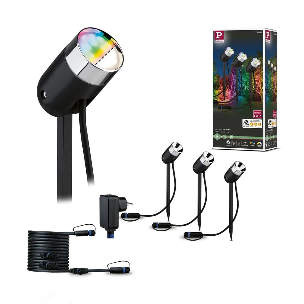 Paulmann Plug & Shine LED Gartenstrahler Pike Basisset - Grau/Schwarz