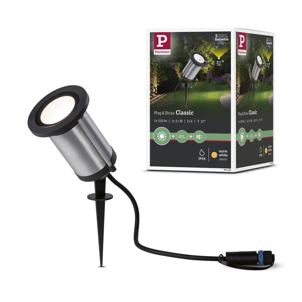 Paulmann Plug & Shine LED Gartenstrahler Classic Einzelspot - Grau/Schwarz