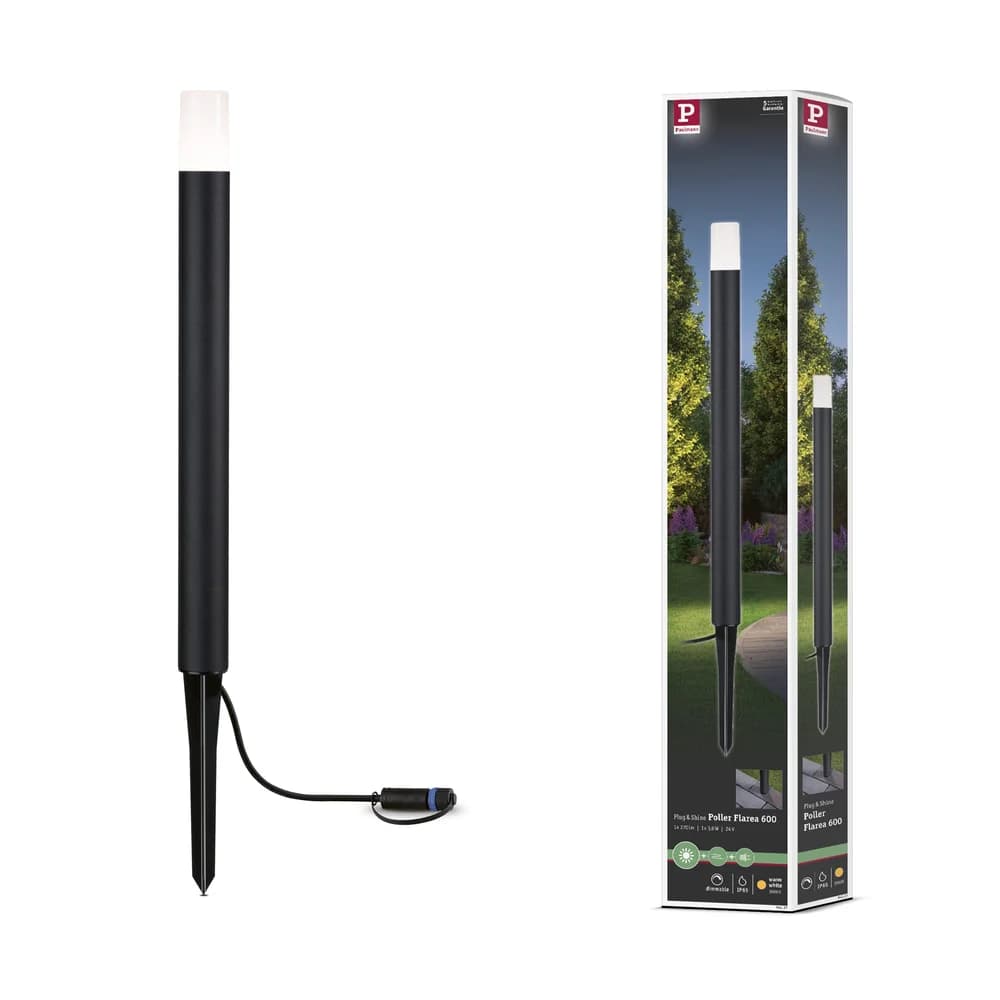 Paulmann Plug & Shine LED Pollerleuchte Flarea Einzelleuchte - Schwarz