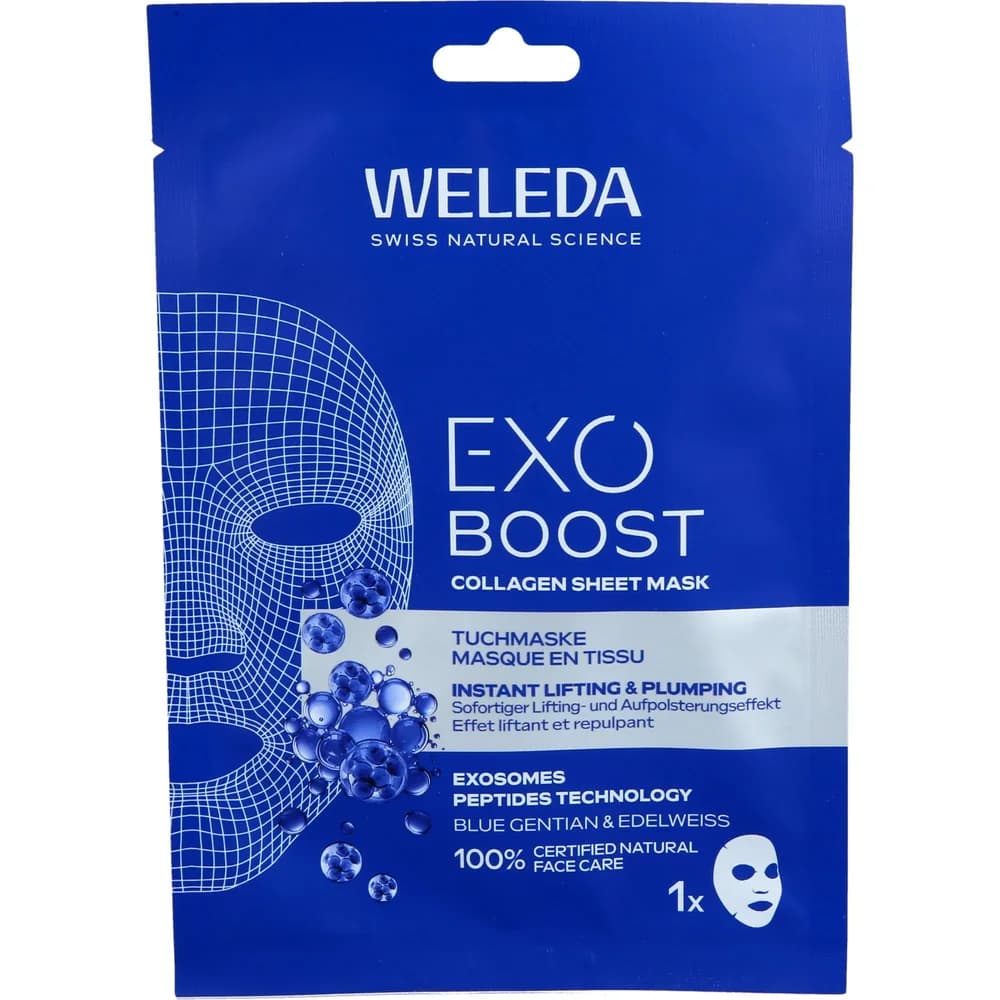 Weleda Exo Boost Collagen Tuchmaske Blauer Enzian