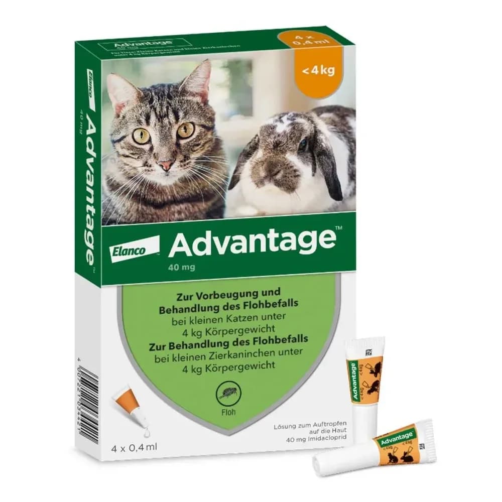 ADVANTAGE 40MG KATZE+ZIERKANINCHEN 4X0.4 ml Lösung
