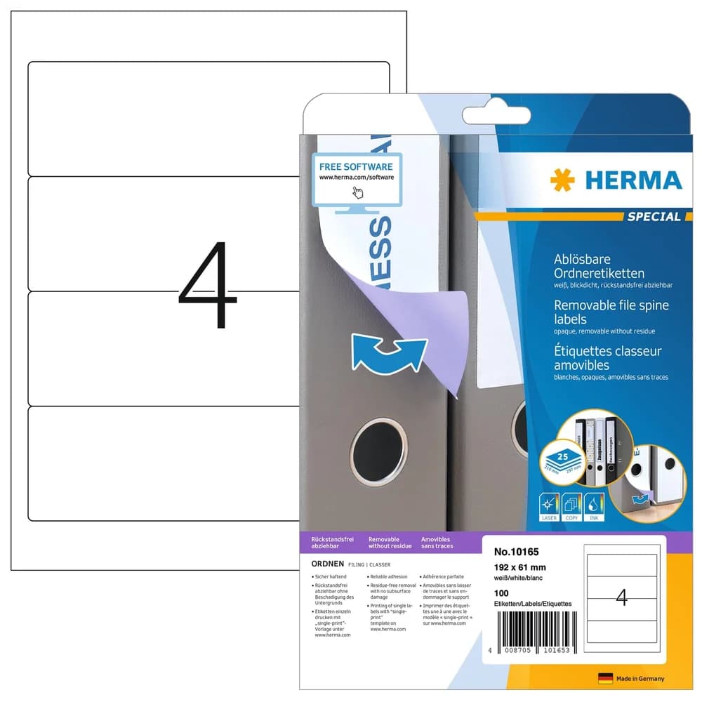 HERMA Ordneretiketten 61,0 x 192,0 mm weiß