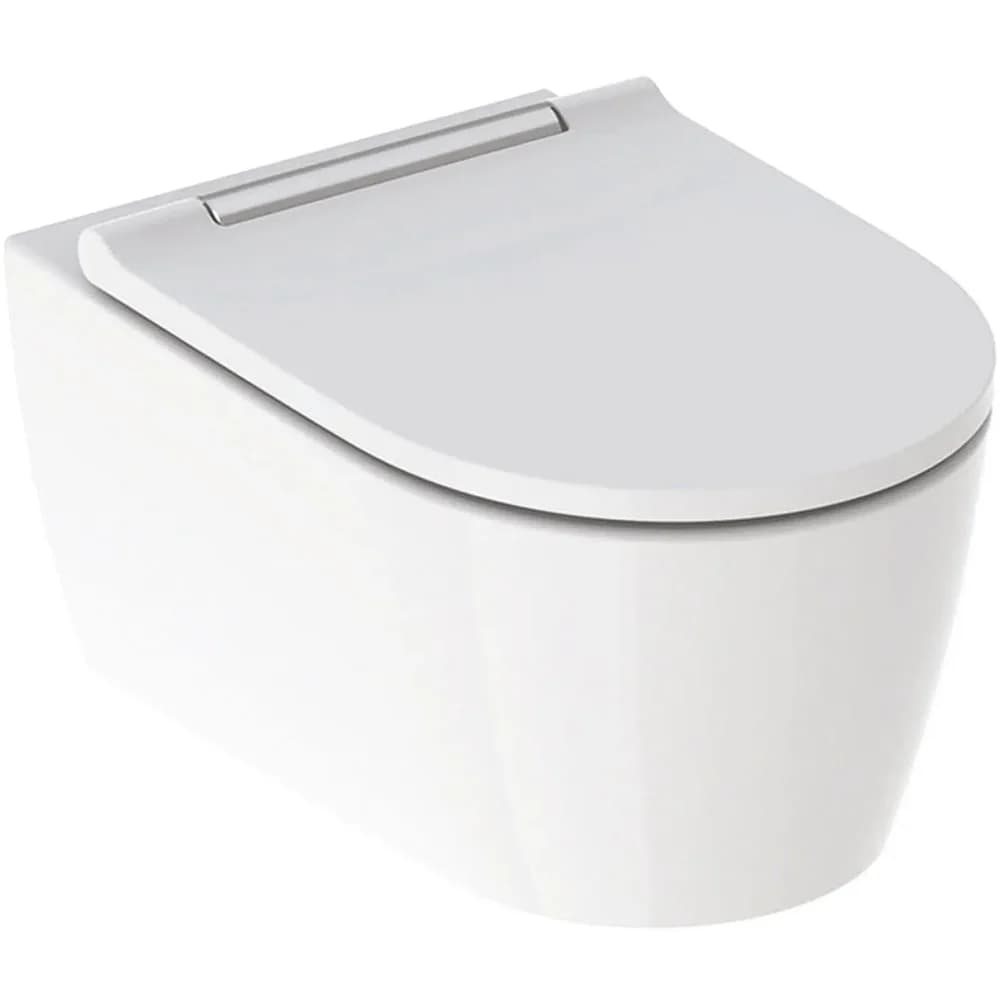 Geberit ONE Set Wand-WC mit WC-Sitz weiß/glanzverchromt, KeraTect