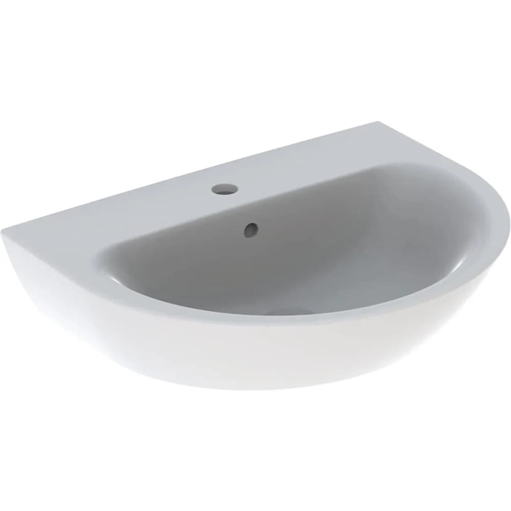 Geberit Renova Waschtisch, 65x50cm m. Hl. mittig, m. Ül., weiß