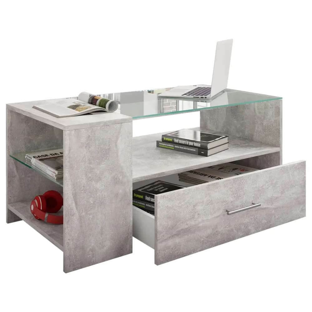 Couchtisch Tindala Beton-Optik mit Stauraum