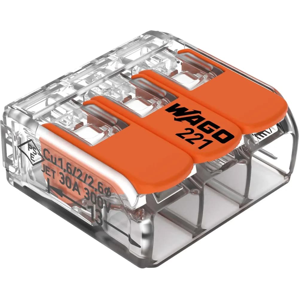 WAGO 221-613 - Verbindungsklemme, 6 mm2, 3-Leiter