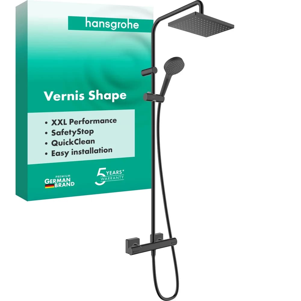 hansgrohe Showerpipe 230 Vernis Shape mit Thermostat, 1jet, mattschwarz