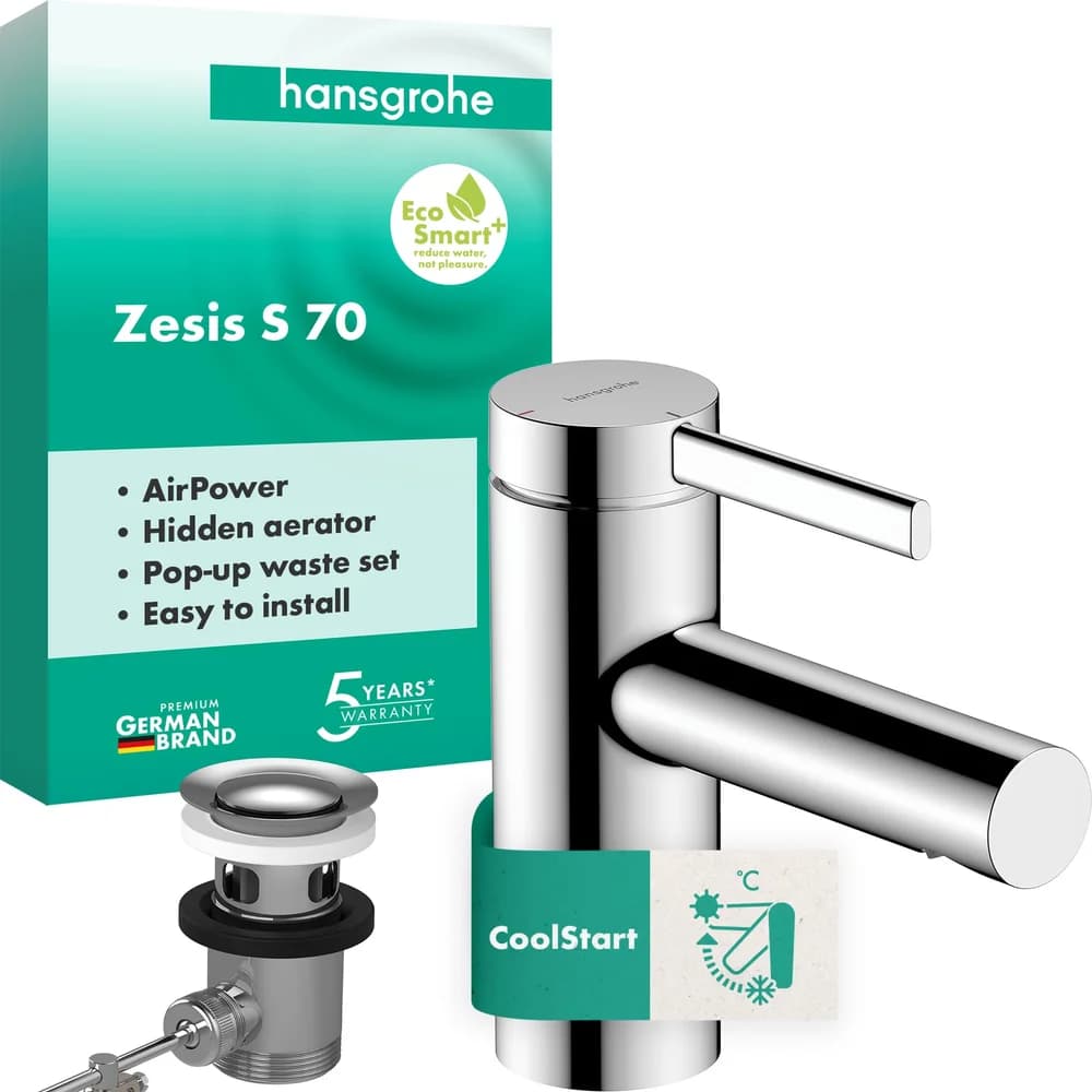 HANSGROHE WTM 70 Zesis S CoolStart mit Metall Zugstangen-Ablaufgarnitur chrom