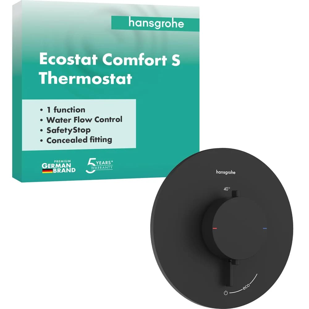 hansgrohe Thermostat Ecostat Comfort S UP, f 1 Verbr., 25,4 l/min, schwarz matt