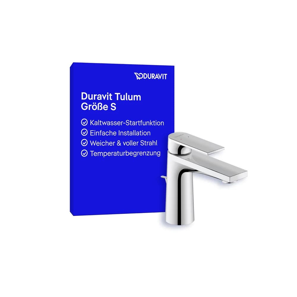 Duravit Waschtisch-Einhebelmischer Tulum S Ausl. 110mm, m Zugst.Abl.Gar., chrom