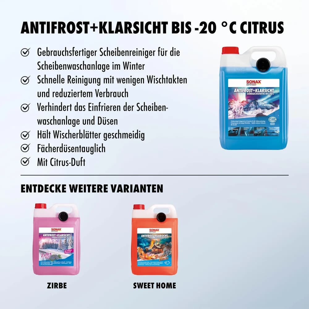 SONAX Anti Frost & Klar Sicht 5 L gebrauchsfertig bis -20 °C Enteiser