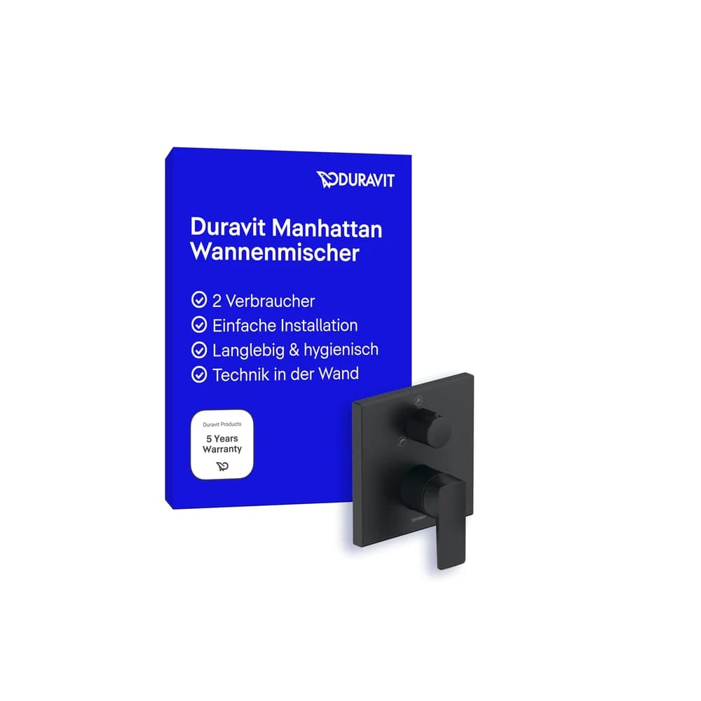 Duravit Zweihand-Unterputz-Armatur „Manhattan“ in Schwarz (matt)