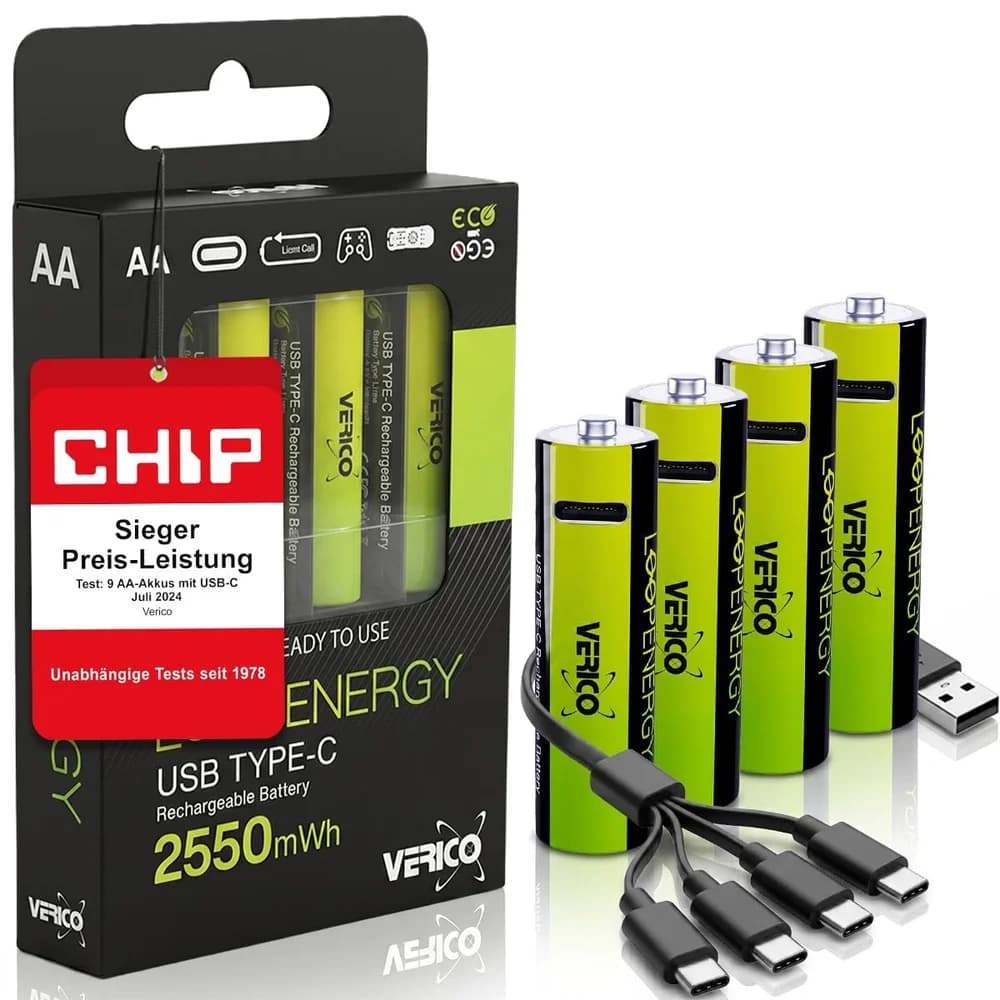 VERICO AA2550 - Li-Ion Akku, AA (Mignon), 1700 mAh, 4er-Pack