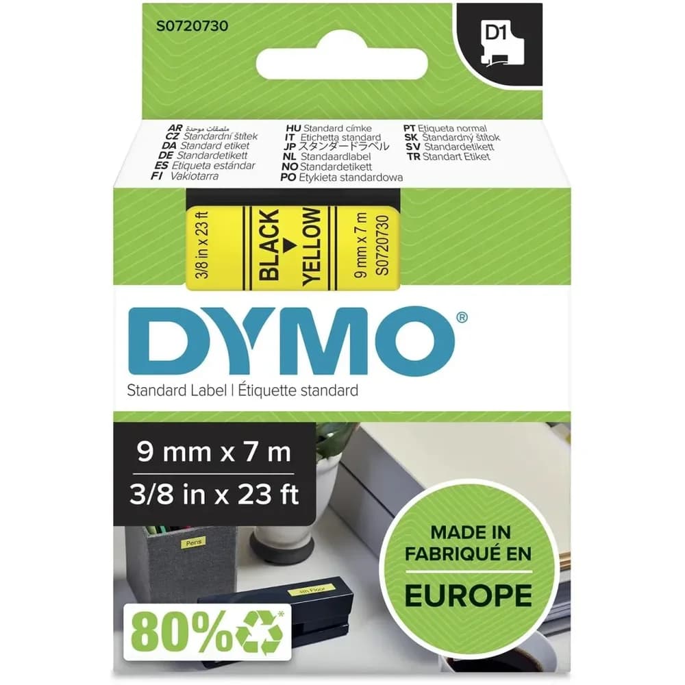DYMO D1 Schriftband 9mm schwarz auf gelb