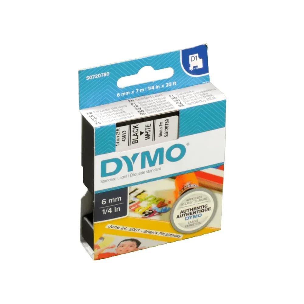 DYMO D1 Schriftband 6mm schwarz auf weiß