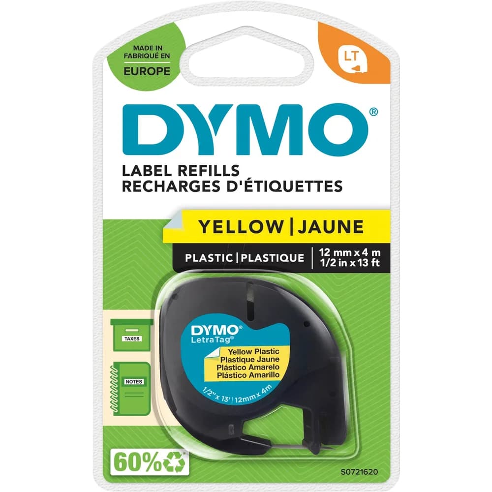 Dymo Letratag Band Plastik gelb 12 mm x 4 m