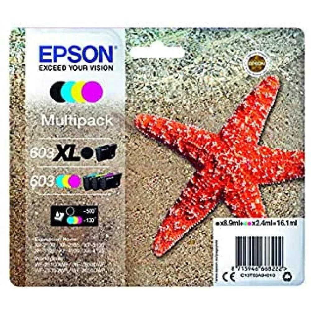 4 Epson Tinten C13T03A940 Multipack KCMY 603XL 603