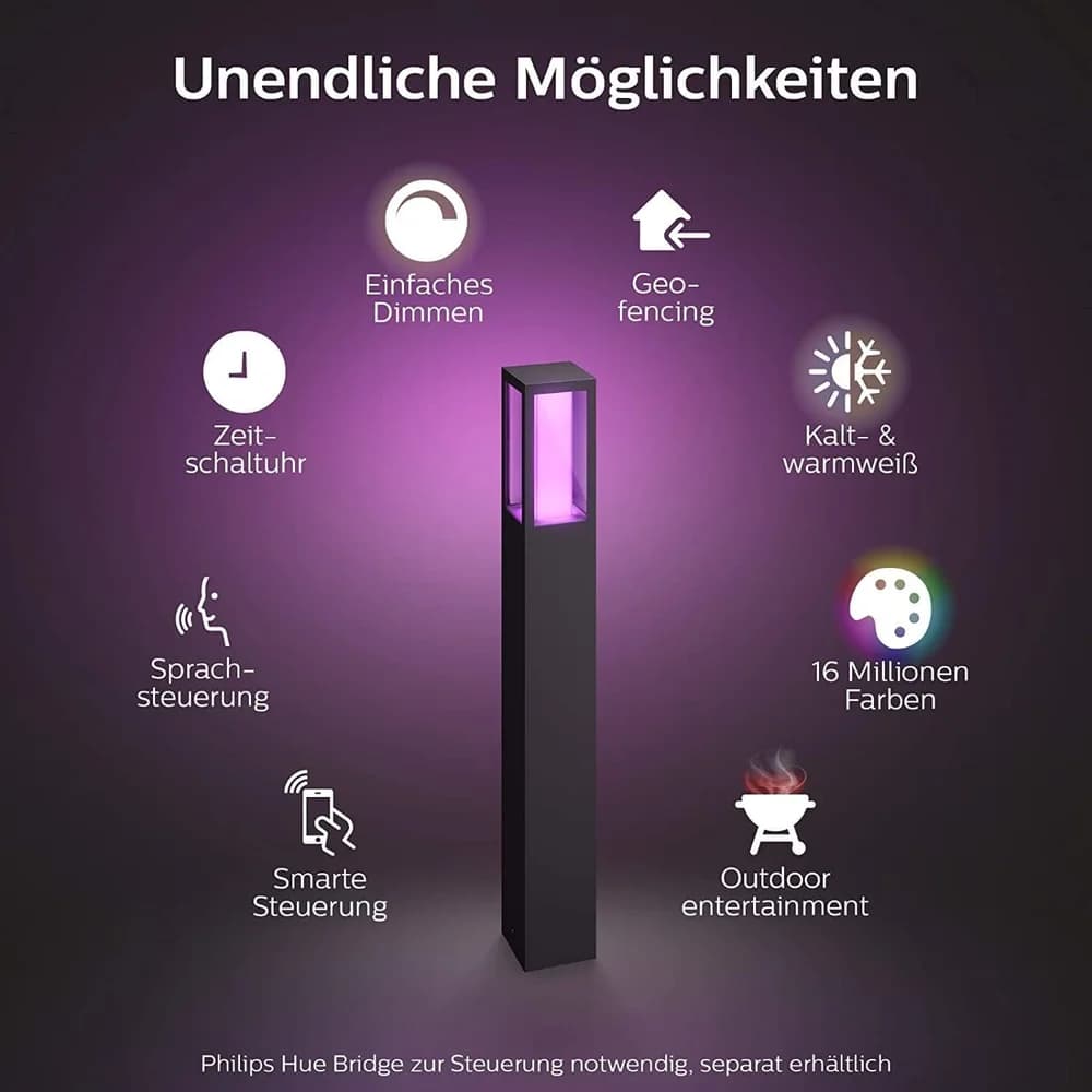 Philips Hue Impress LED Wegeleuchte schwarz